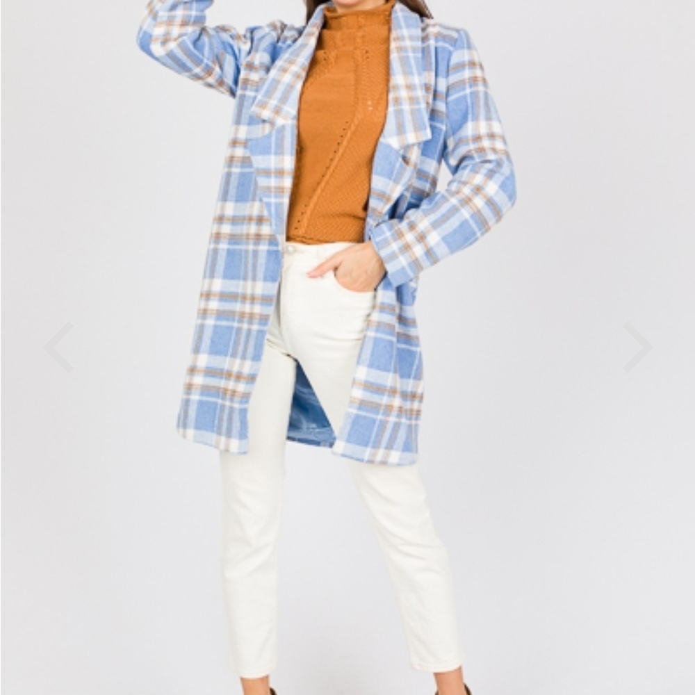 Blue Plaid Long Coat